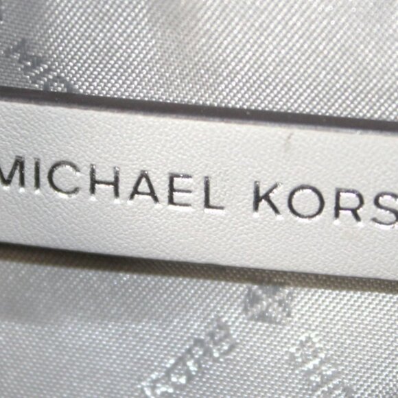 Michael Kors Small Satchel Crossbody White MK Logo Gray Trim NWOT - Picture 7 of 8
